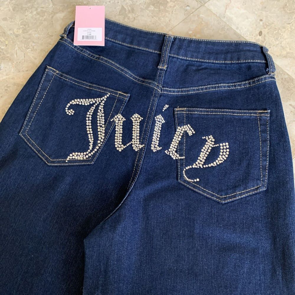 NEW‎ Juicy Couture Jeans "Lunita" Y2K High Rise Wide Leg Relaxed Bedazzled 7/28